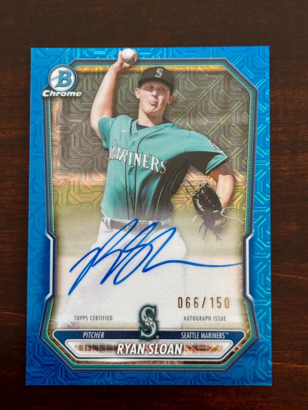 2026 Bowman Ryan Sloan Blue Mojo Refractor Auto 66/150 #BMA-RS MARINERS