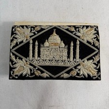 Vintage Gold Zardozi Embroidered Black Velvet Clutch Bag Wallet Art Deco