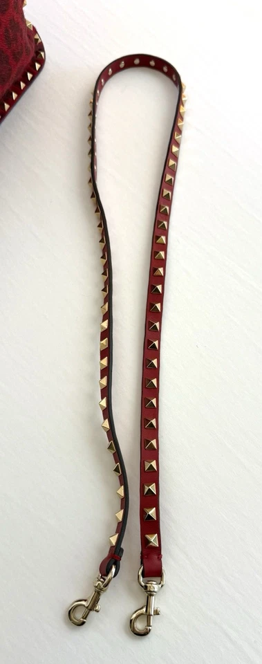 Bolso de Mano VALENTINO Pelo de Poni Estampado de Leopardo Rockstud - Rojo, Negro, Dorado H/N Foto 4 de 4