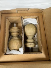 Restoration Hardware Weathered Oak Newel Post Finials Set of 2 Ball Style Wood