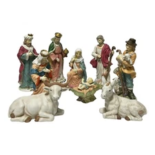 Vintage Holiday Classics Large Nativity Set Porcelain 9 Figures (No Manger)