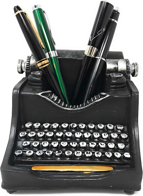 Aoysanli Retro Typewriter Pen Holder Decorative Resin Vintage Pencil