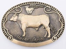 Maine Anjou Cattle Breed Tony Lama Solid Brass Vintage Belt Buckle