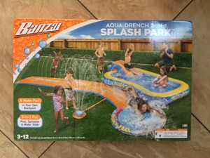NEW! Banzai Inflatable Aqua Drench 3-in-1 Splash Park Sprinkler Water Slide Pool 191124055035 | eBay