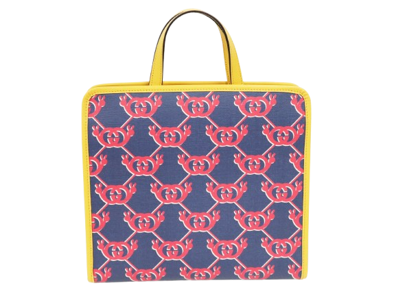 GUCCI Kids Interlocking G Snail Tote Bag in Navy & Yellow 605614
