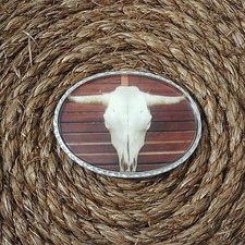 BULL SKULL METAL BELT BUCKLE COWBOY  WESTERN HEBILLA 130