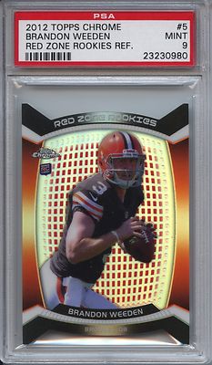 2012 Topps Chrome Red Zone Rookies Refractor 5 Brandon Weeden PSA 9 Mint RC