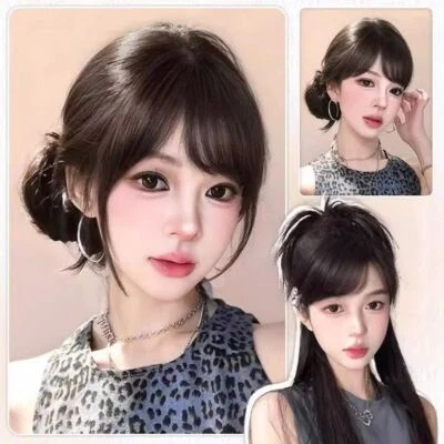 Natural False Bangs 3D Side Fringe Clip Hair Bangs Extensions for Women