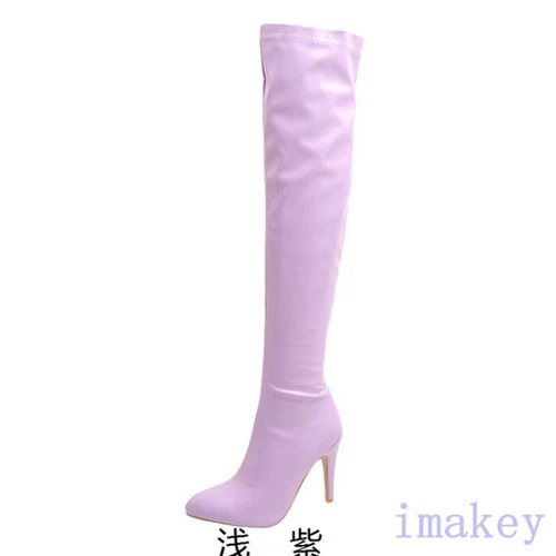 Damen Overknee Stiefel High Heel Spitz zulaufend Reißverschluss Schuhe Sexy Pump - Bild 27 von 29