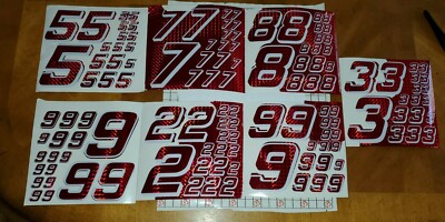 Prismatic Red w/ White Racing variety #'sDecals 1/10-1/12 Defective Box D set