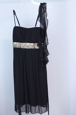 Maurices Black Sequins Black Party Cocktail Prom Special Occasion Dress S  Small | eBay