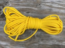 1/4" 100 ft. of hollow braid Polypropylene rope. Yellow. Made in USA