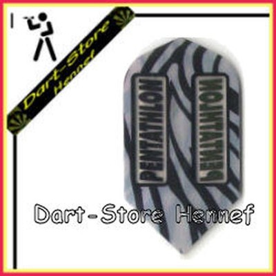 6 Dart Flights New Pentathlon SLIM, weiß-schwarz