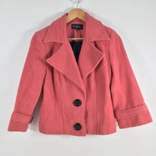 Ve Vivida womens pea coat jacket size 38 aus 10 pink long sleeve solid 019957
