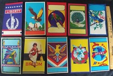 10 Broom Labels Liberty Eagle Parrot Peacock Bluebird Thunderbird Atlas Flower