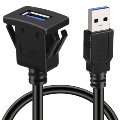 Universal USB3.0 Panel Flush Mount Cable for Car Dashboard Waterproof 39.37in