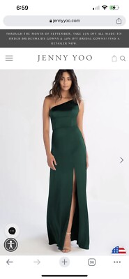 Jenny Yoo Bridesmaid Jensen Dress Emerald Green Satin Size 0 | eBay