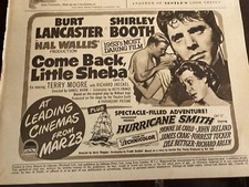 Come Back, Little Sheba, Burt Lancaster, Half Page Vintage Promotional Ad
