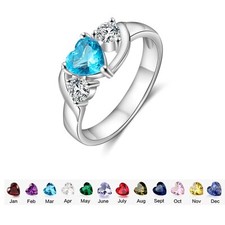 Love Forever Personalized Promise Ring 3 Birthstone with Couples Names