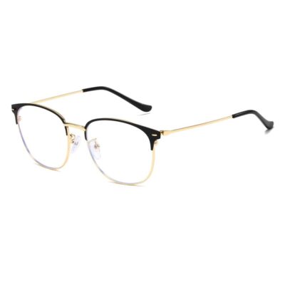 Retro Semi-rimless Round Blue Light Blocking Glasses Horn Rimmed Nerd Clear L...