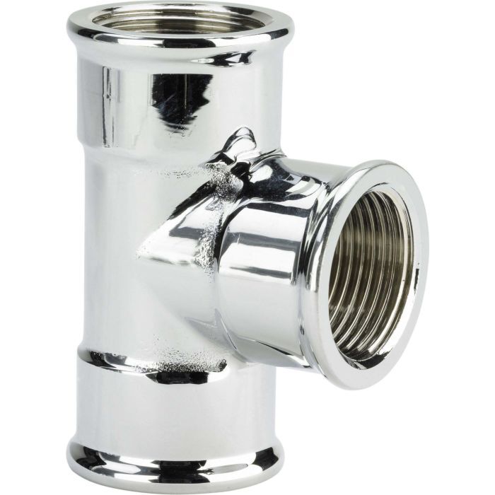 Viega T-Stück 111762 Rp 3/4, Rp драйзейтиг, Messing verchromt