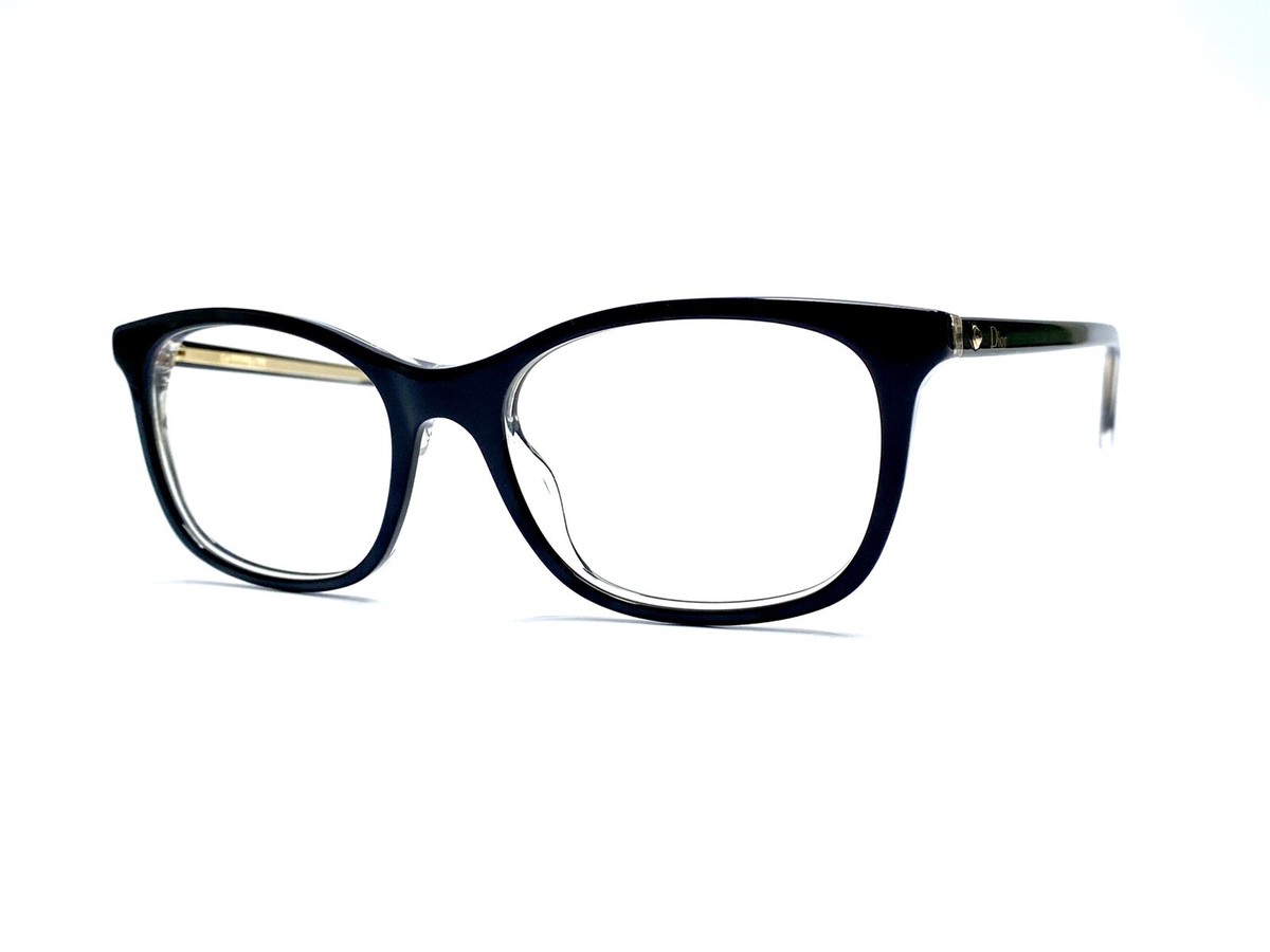 New Christian Dior Black Clear Gold Cat Eye Glasses Italy G99 52