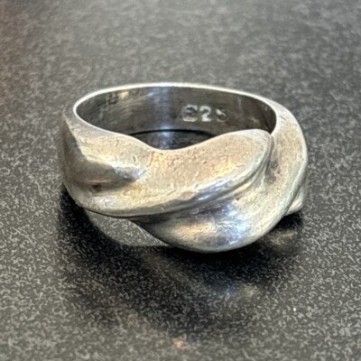 TC-207 Taxco Vintage sterling silver Swirl ring chunky Heavy 