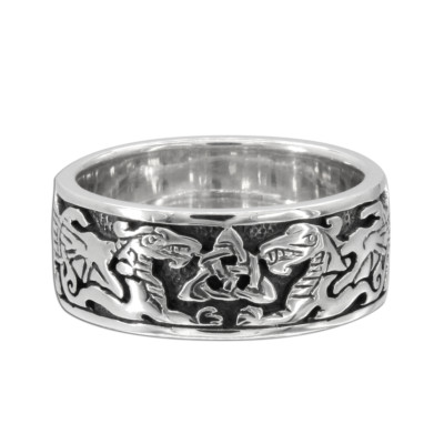 Celtic Dragon Ring - .925 Sterling Silver Celtic Knot Wedding Band Sizes 4-15