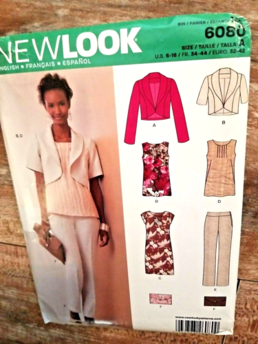 New Look Sewing Pattern 6080 Misses Bolero Jacket Top Dress Pants Sizes 6-16 UC - Afbeelding 1 van 2