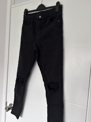 Topshop Black Jeans With Knee Rips Top Shop-Moto Size 10 Black