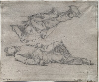Adolphe Yvon (French 1817-1893) Bataille de l alma signed old master drawing