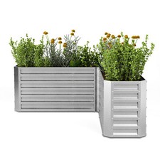 L-shaped Raised Garden Bed 742L Planter Box Steel Flower Bed Garden Weatherproof