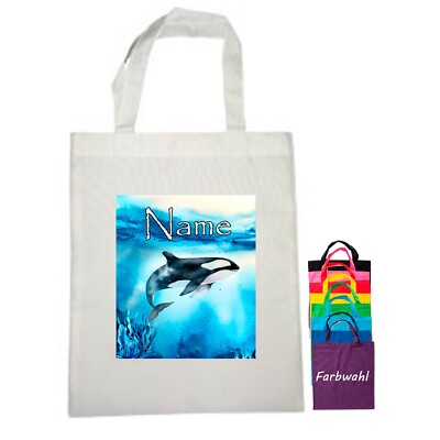Orca Stoffbeutel mit Namen personalisiert | Tasche 9 Farben | Stofftasche
