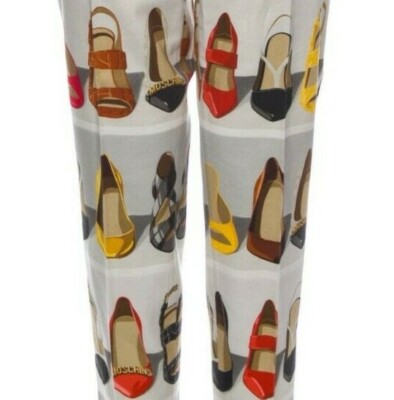 MOSCHINO Couture Shoe Print Capri Pants Italian Heels