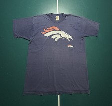 Vintage Denver Broncos T-Shirt Men  s XL Faded Blue Big Logo Single Stitch 90s