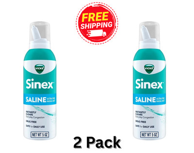 Vicks Sinex Saline Nasal Spray Nasal Decongestant for Sinus Relief, 5 oz - 2Pack