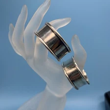 2 International Sterling Silver Napkin Rings Pair W/Monogram N139 44 Grams VGUC