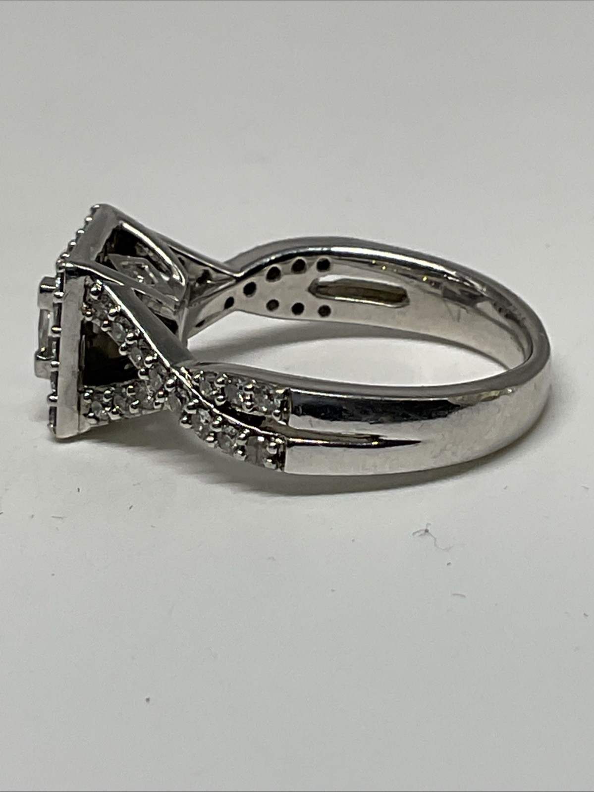 Engagement Ring Solid 13K W. Gold Solitaire Princ… - image 13