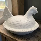 Milk Glass Hen On Nest Covered Dish Bowl 7" Indiana Glass Vintage