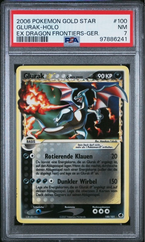 2006 POKEMON EX DRAGON FRONTIERS GOLD STAR GLURAK HOLO #100/101 PSA 7 NM LOW POP