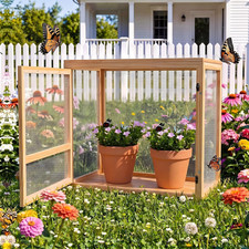 Wooden Butterfly Habitat Cage Kit Monarch Caterpillar Enclosure with Mesh Tent 
