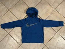 Nike Sweatshirt Hoodie Boys M Blue Center Swoosh Hoodie Baggy Athletic