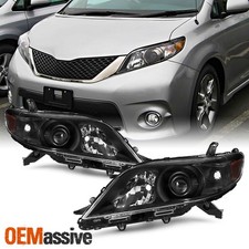 For 2011-2016 Toyota Sienna Se Halogen Projector Headlight Headlamp Set Black