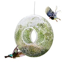Fly Through Wild Bird Feeder Garden Hanging Bird Feeder Mosaic Circle for Green