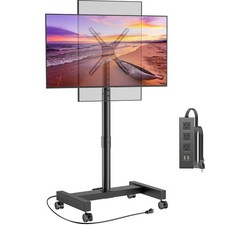 Rolling TV Stand with Power Outlet, Tilt Rotation TV Cart - Ideal for 26-50 ...