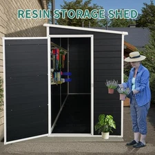 Rust-proof Resin Outdoor Garden Shed With Lockable Door Storage Shed, Waterproof