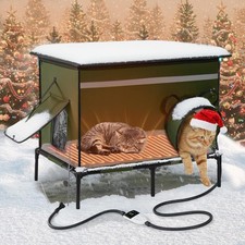 X-LARGE Heated Cat House for Outside Winter Insulated Cat Shelter Weatherproof