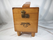 Vintage Wooden Esquire Shoe Valet De Luxe Shoe Shine Box Kit w/ Brushes  Polish