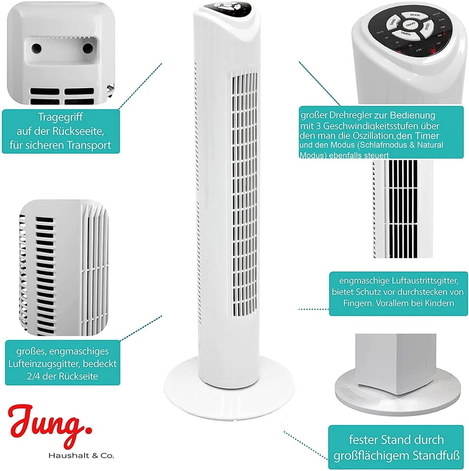 JUNG TVE19 B-WARE Ventilator + Fernbedienung, Turmventilator Säulenventilator - Bild 2 von 4