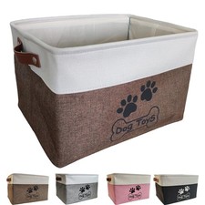 Dog Toy Basket Collapsible Dog Toy Box with Handles Foldable Dog Toy Bin for ...